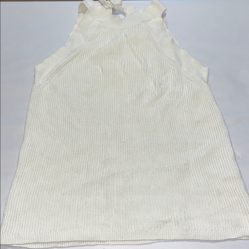 EUC Ann Taylor Factory Sleeveless Cream Sweater Size Medium Petite